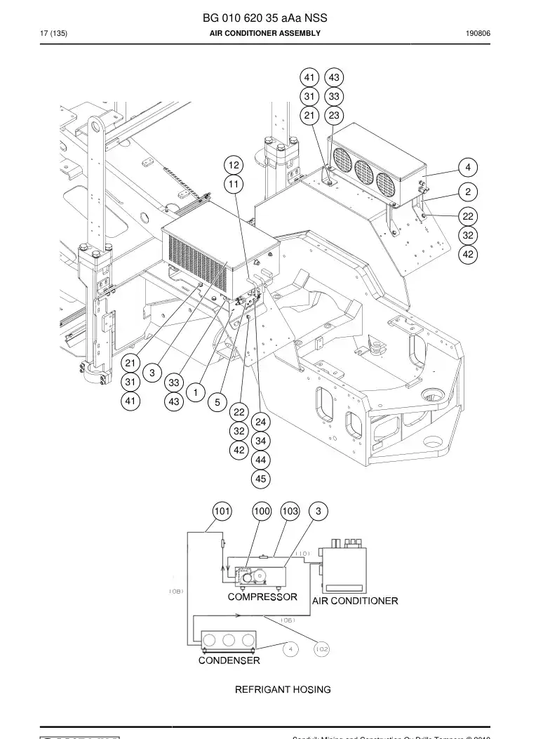 BG01062035a BG 010 620 35a Air Conditioner Assembly - Sandvik Technical Drawing