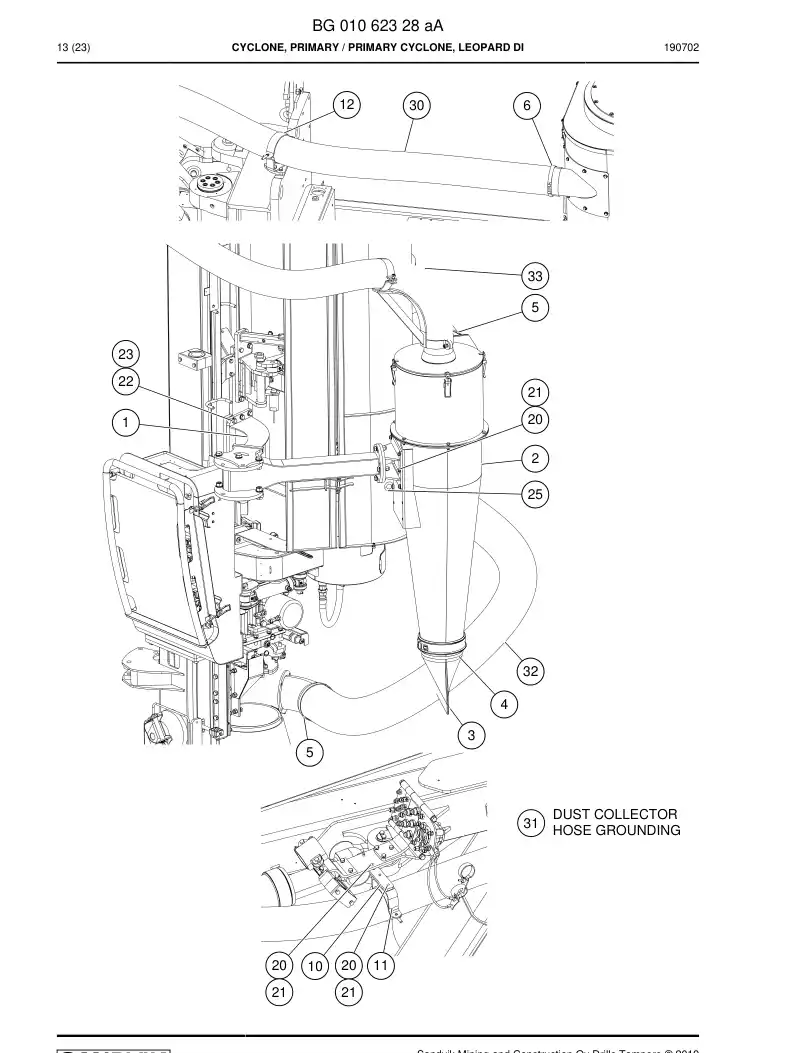 BG01062328a BG 010 623 28a Cyclone, Primary - Sandvik Technical Drawing