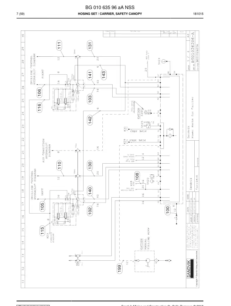 BG01063596a BG 010 635 96a Hosing Set - Sandvik Technical Drawing