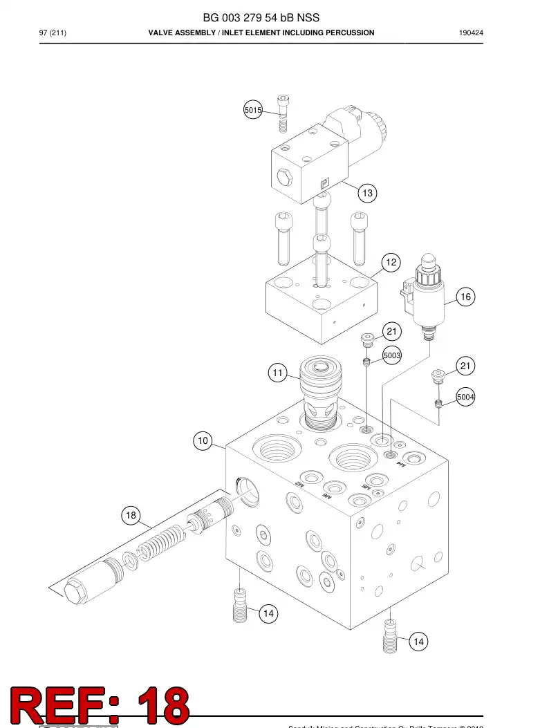 BG01065774a BG 010 657 74a Valve Kit - Sandvik Technical Drawing