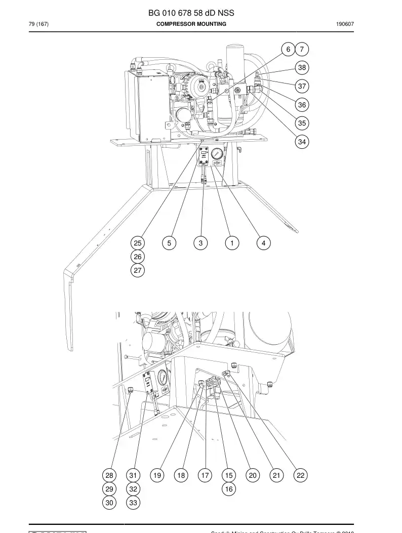 BG01067858d BG 010 678 58d Compressor mounting - Sandvik Technical Drawing