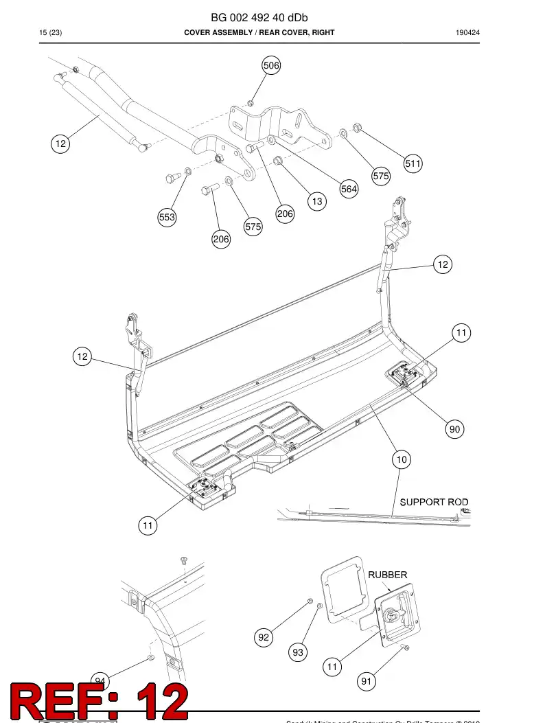 BG01069121a BG 010 691 21a Spring, Gas - Sandvik Technical Drawing