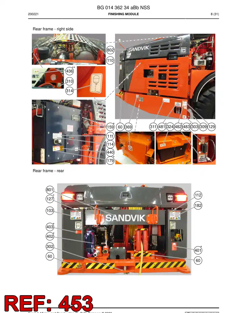 BG01069294a BG 010 692 94a Decal - Sandvik Technical Drawing