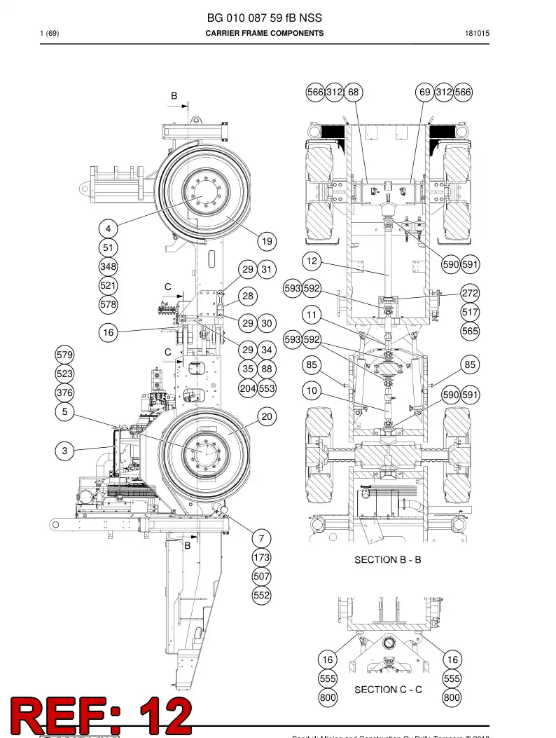 BG01070280a BG 010 702 80a Driveshaft, Fixed Length - Sandvik Technical Drawing