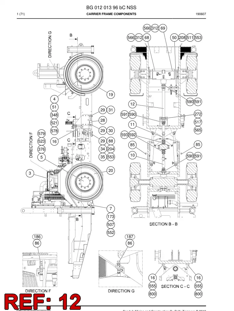 BG01070280b BG 010 702 80b Driveshaft, Single SEAL, Fixed Length, Support Be - Sandvik Technical Drawing