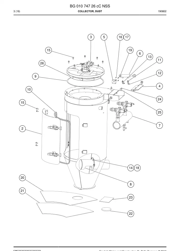 BG01074726c BG 010 747 26c Collector, Dust - Sandvik Technical Drawing