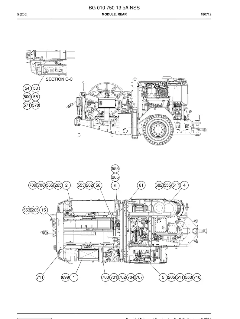 BG01075013b BG 010 750 13b Module, Rear - Sandvik Technical Drawing