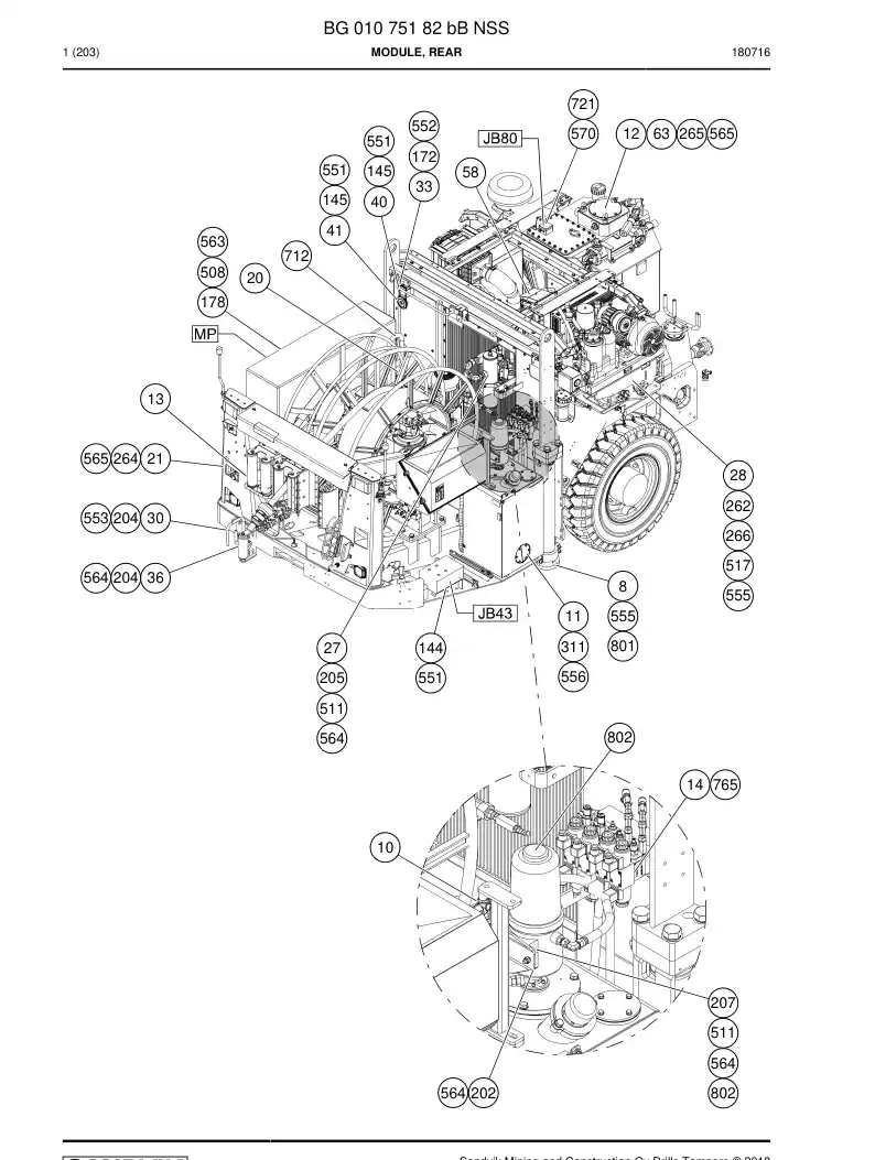 BG01075182b BG 010 751 82b Module, Rear - Sandvik Technical Drawing