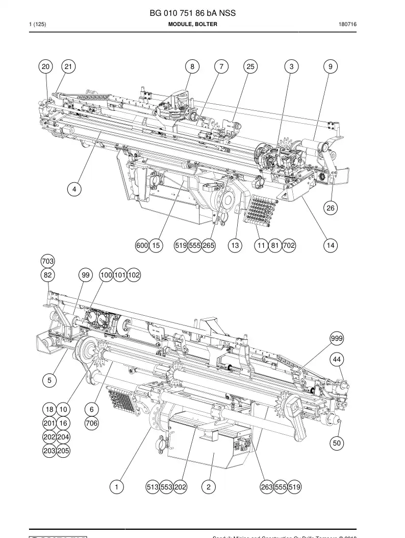 BG01075186b BG 010 751 86b Module, Bolter - Sandvik Technical Drawing
