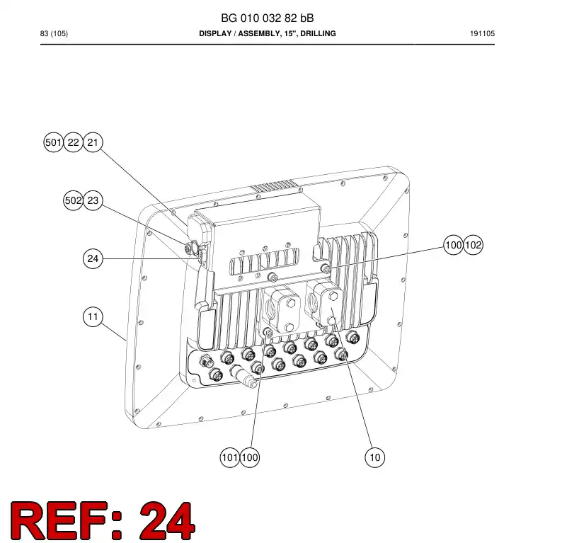 BG01076645a BG 010 766 45a Cable Assembly - Sandvik Technical Drawing