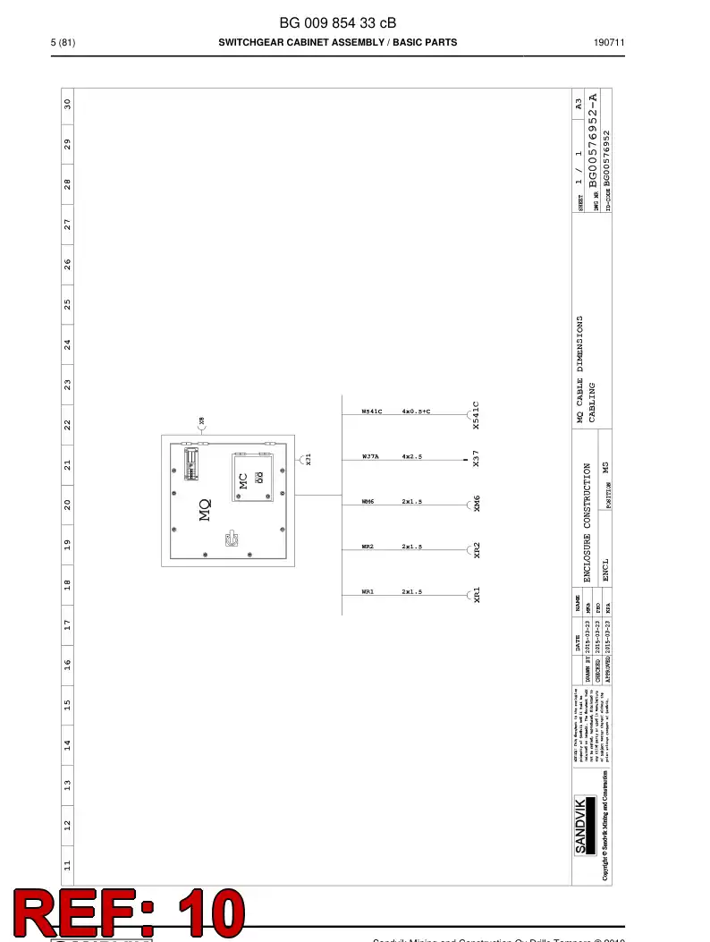 BG01077964c BG 010 779 64c Wiring Harness Assembly - Sandvik Technical Drawing