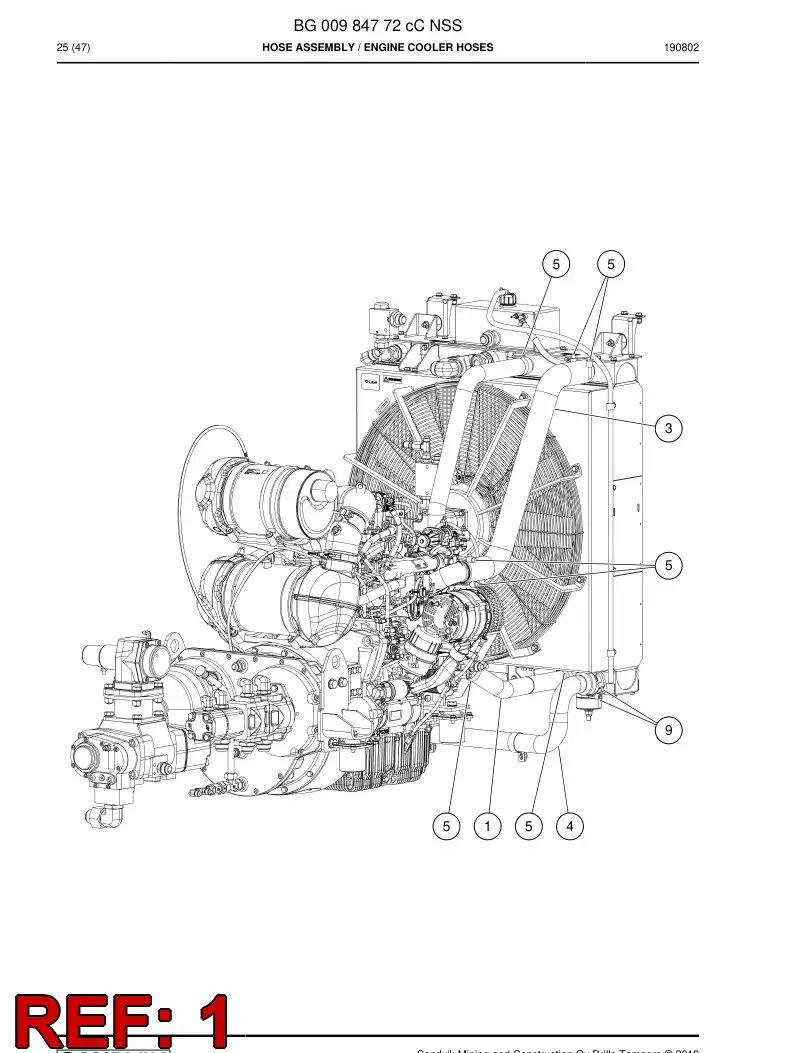 BG01079072a BG 010 790 72a Hose, Water - Sandvik Technical Drawing