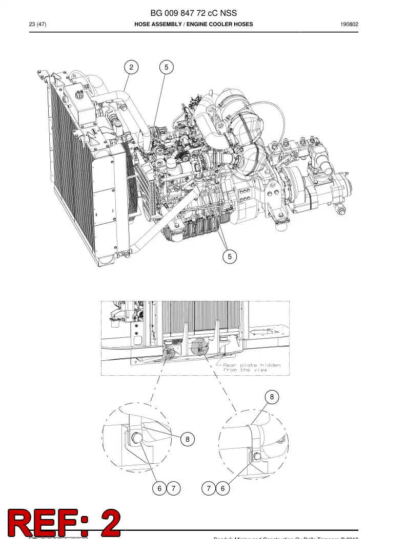 BG01079445a BG 010 794 45a Hose, Water - Sandvik Technical Drawing