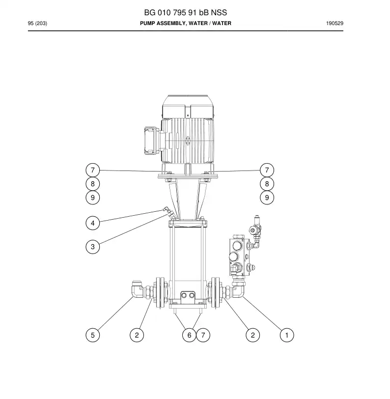 BG01079591b BG 010 795 91b Pump Assembly, Water - Sandvik Technical Drawing