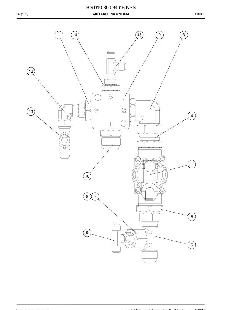 BG01080094b BG 010 800 94b Air Flushing System - Sandvik Technical Drawing