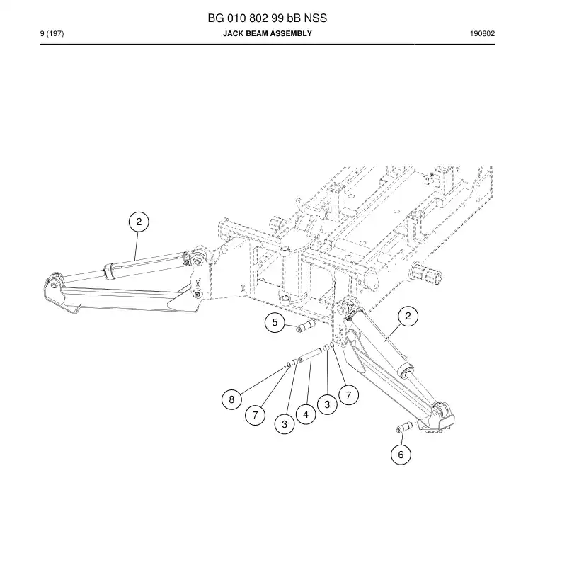 BG01080299b BG 010 802 99b Jack Beam Assembly - Sandvik Technical Drawing