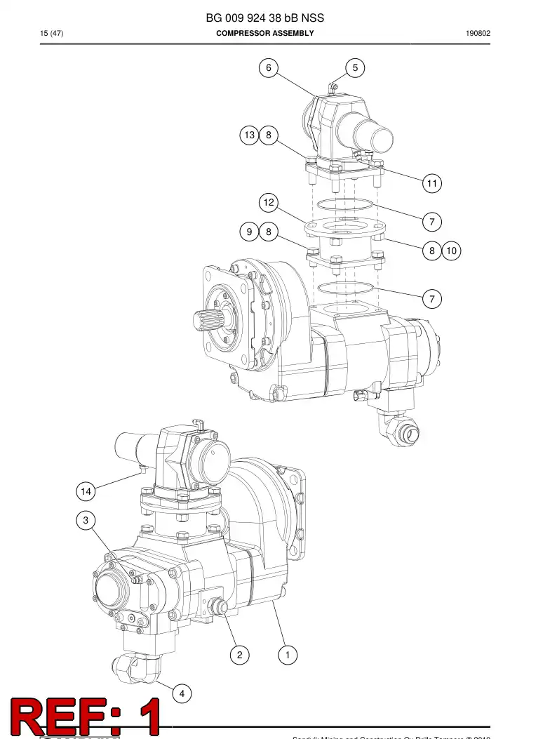 BG01080588a BG 010 805 88a Compressor, Screw - Sandvik Technical Drawing