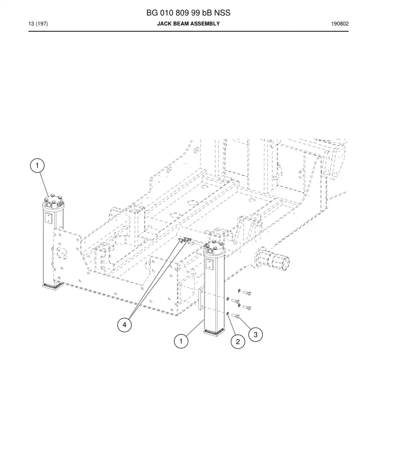 BG01080999b BG 010 809 99b Jack Beam Assembly - Sandvik Technical Drawing