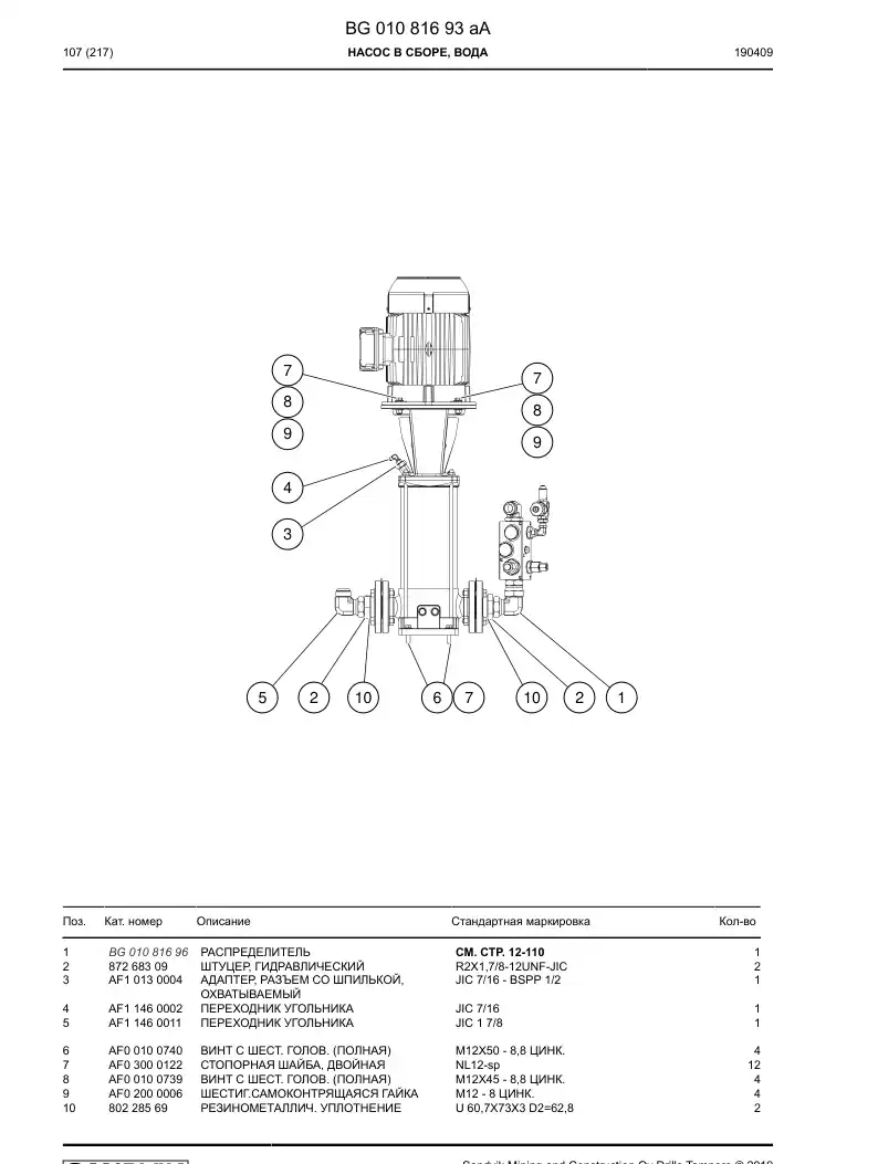 BG01081693a BG 010 816 93a ASSEMBLY DA PUMP, GUIDE - Sandvik Technical Drawing