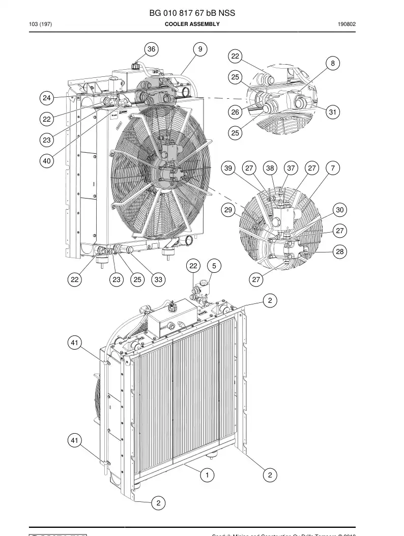 BG01081767b BG 010 817 67b Cooler Assembly - Sandvik Technical Drawing