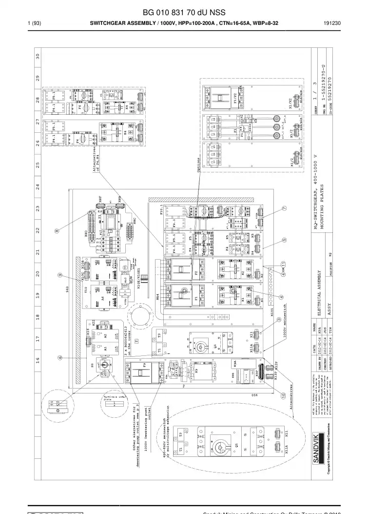 BG01083170d BG 010 831 70d Switchgear Assembly - Sandvik Technical Drawing
