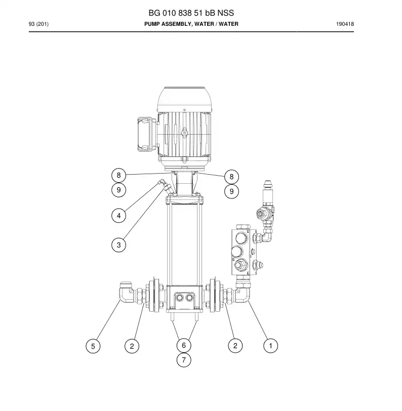 BG01083851b BG 010 838 51b Pump Assembly, Water - Sandvik Technical Drawing