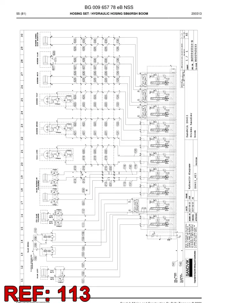 BG01084948a BG 010 849 48a Hose Assembly, Hydraulic - Sandvik Technical Drawing