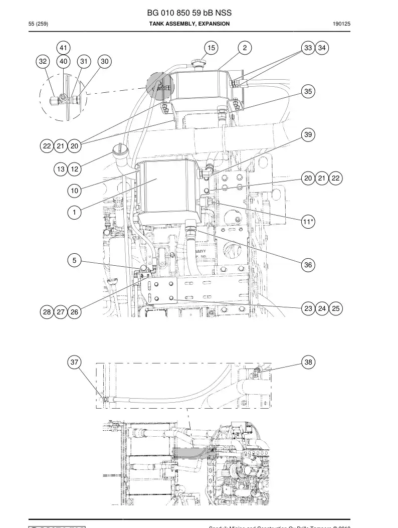 BG01085059b BG 010 850 59b Tank assembly, Expansion - Sandvik Technical Drawing