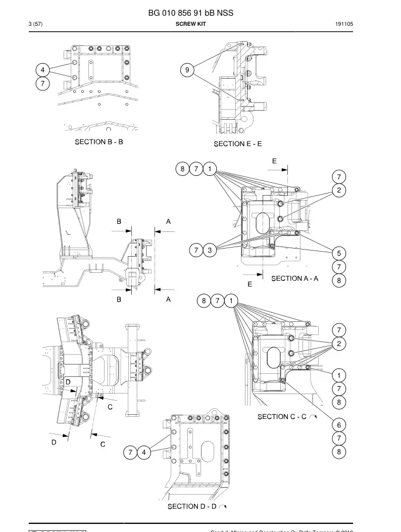 BG01085691b BG 010 856 91b Screw Kit - Sandvik Technical Drawing