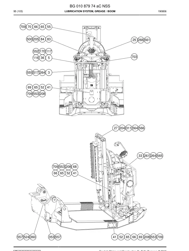 BG01087974a BG 010 879 74a Lubrication System, Grease - Sandvik Technical Drawing