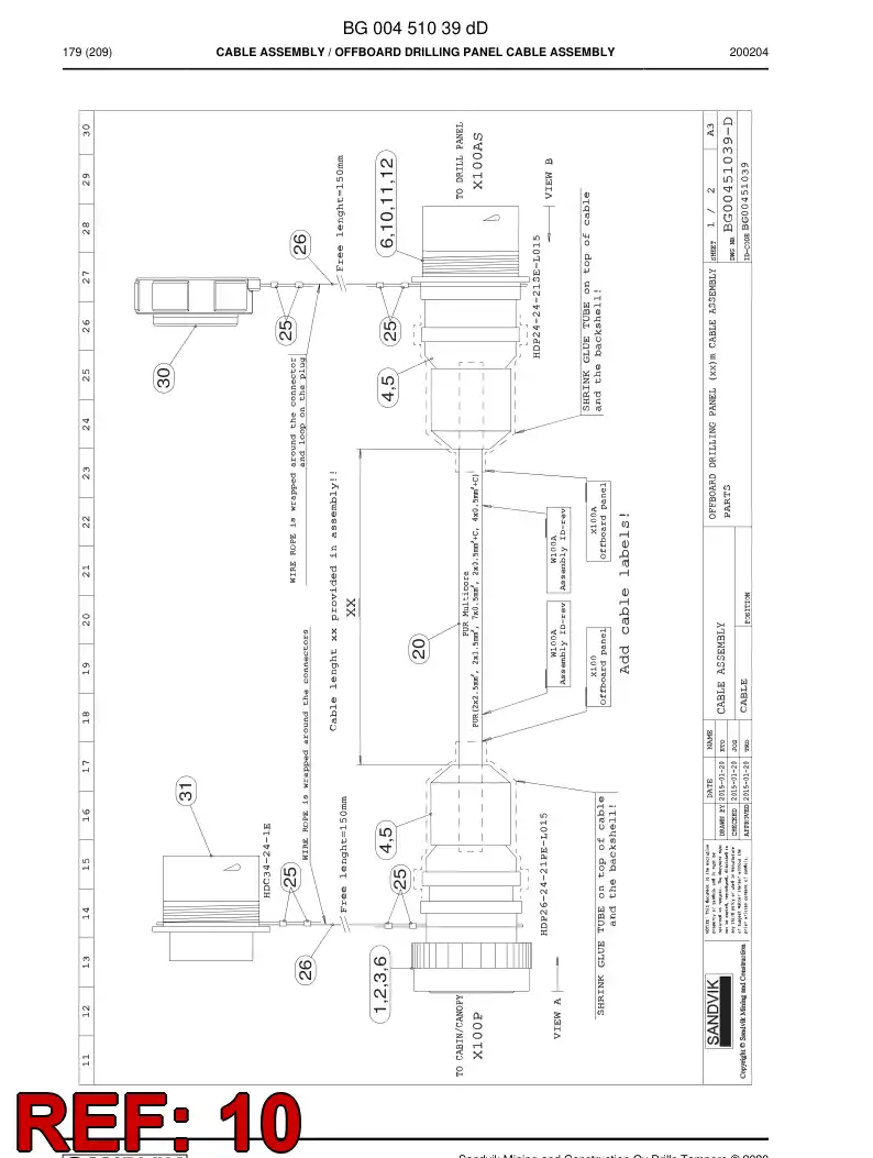 BG01089043a BG 010 890 43a Connector, Circular - Sandvik Technical Drawing