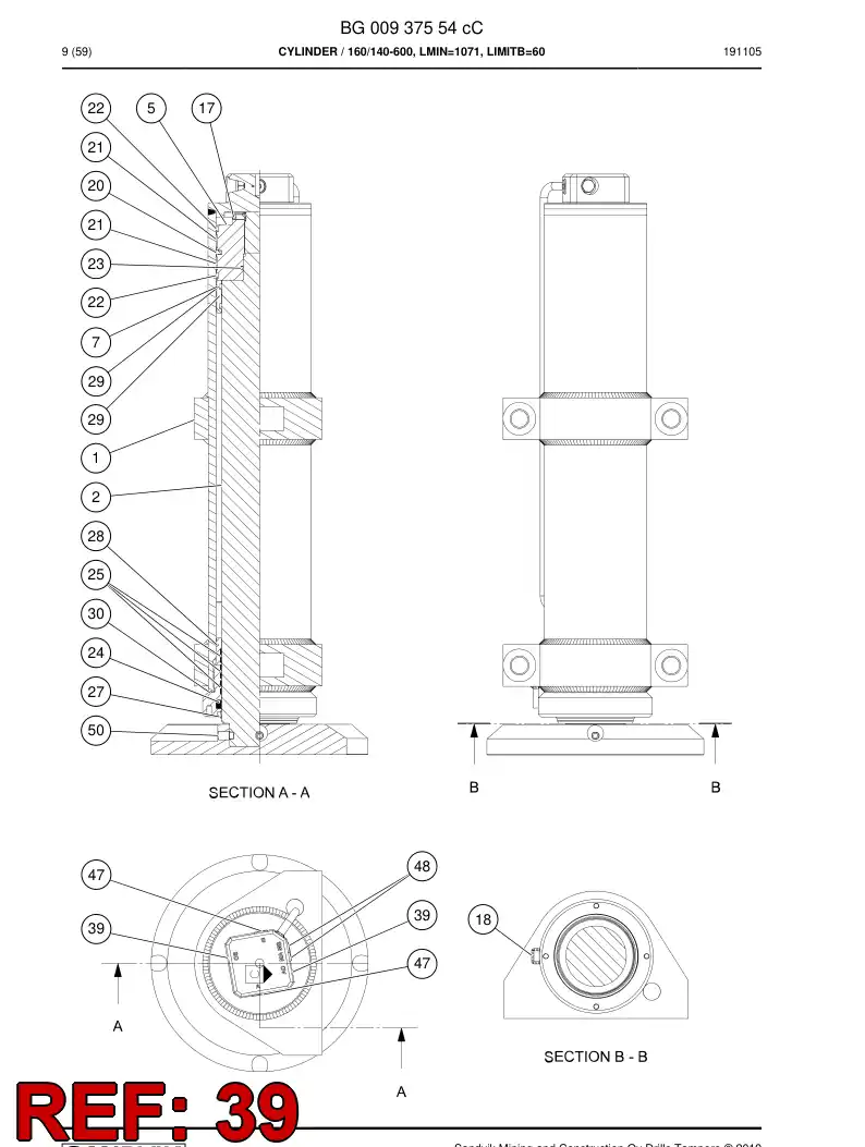 BG01089355a BG 010 893 55a Valve, Check, Pilot To Open - Sandvik Technical Drawing