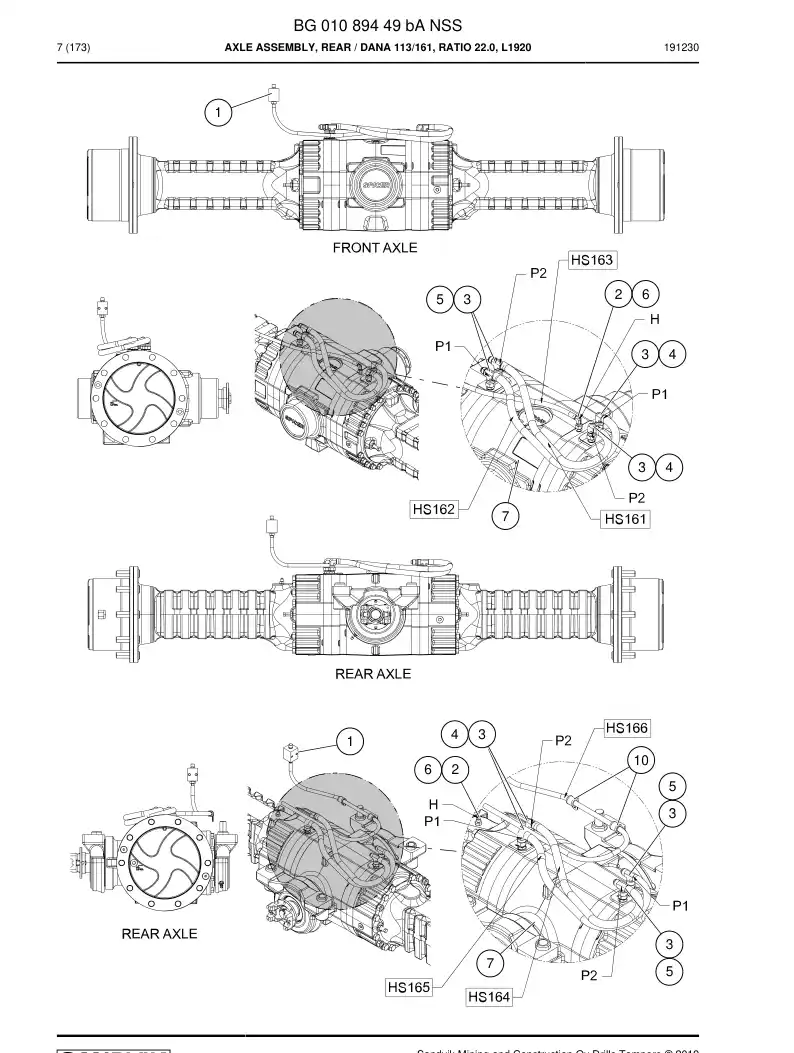 BG01089449b BG 010 894 49b Axle Assembly, Rear - Sandvik Technical Drawing