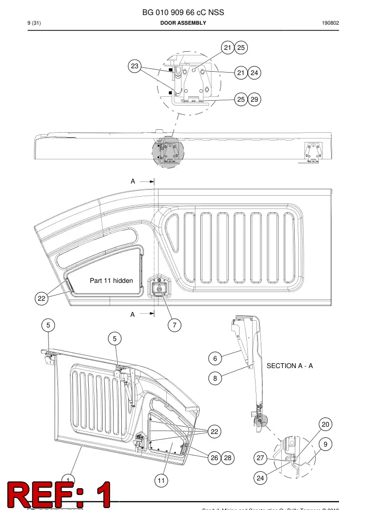 BG01089734b BG 010 897 34b Door - Sandvik Technical Drawing