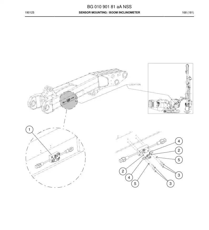 BG01090181a BG 010 901 81a Sensor Mounting - Sandvik Technical Drawing