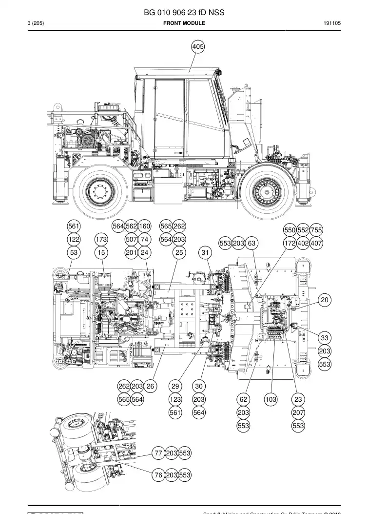BG01090623f BG 010 906 23f Front Module - Sandvik Technical Drawing