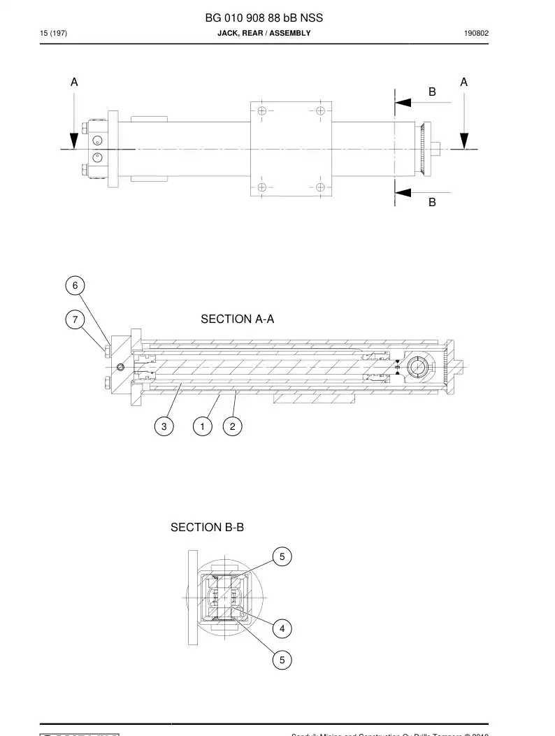 BG01090888b BG 010 908 88b Jack, Rear - Sandvik Technical Drawing