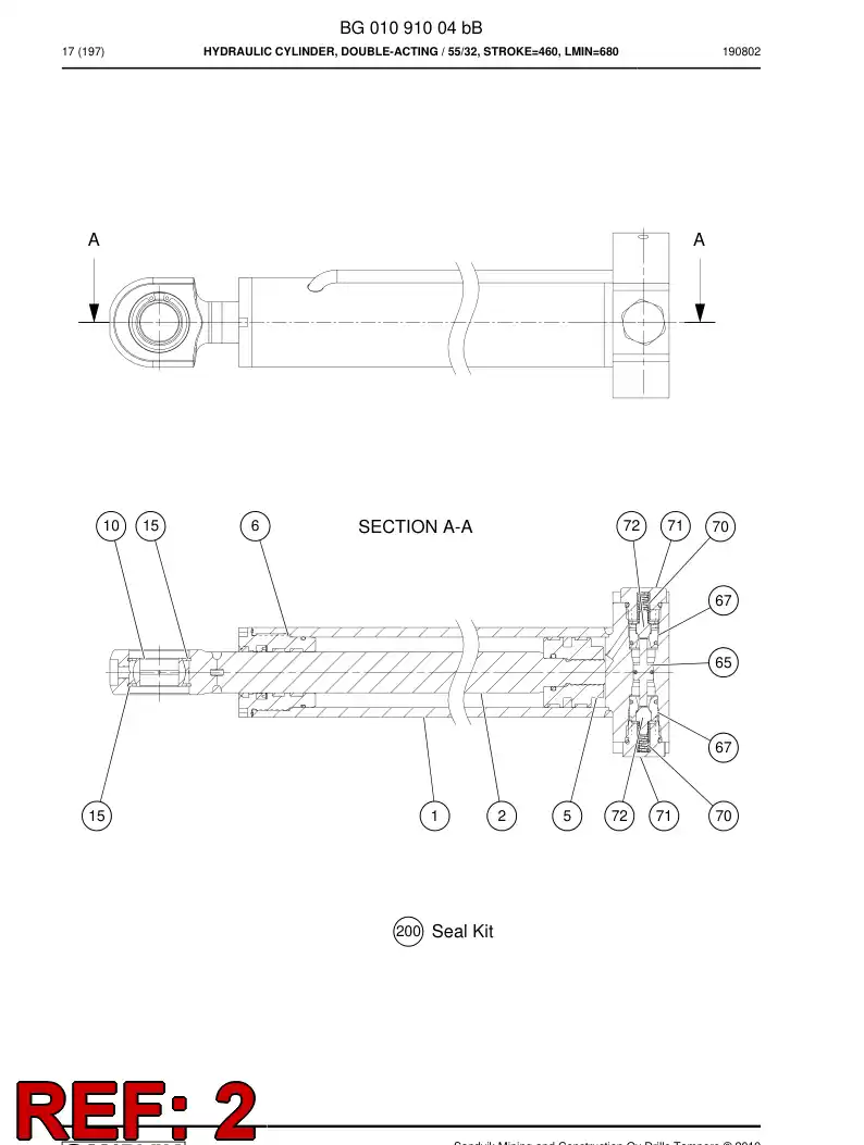 BG01090931a BG 010 909 31a PISTON Rod, Welding - Sandvik Technical Drawing
