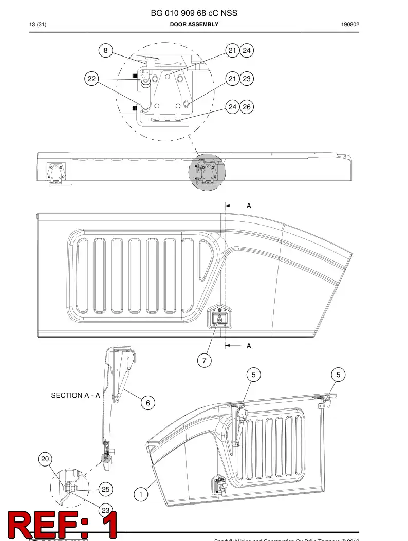 BG01090964b BG 010 909 64b Door - Sandvik Technical Drawing