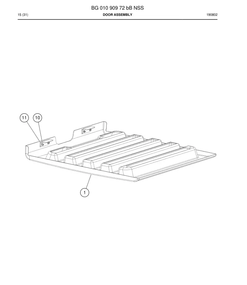 BG01090972b BG 010 909 72b Door Assembly - Sandvik Technical Drawing
