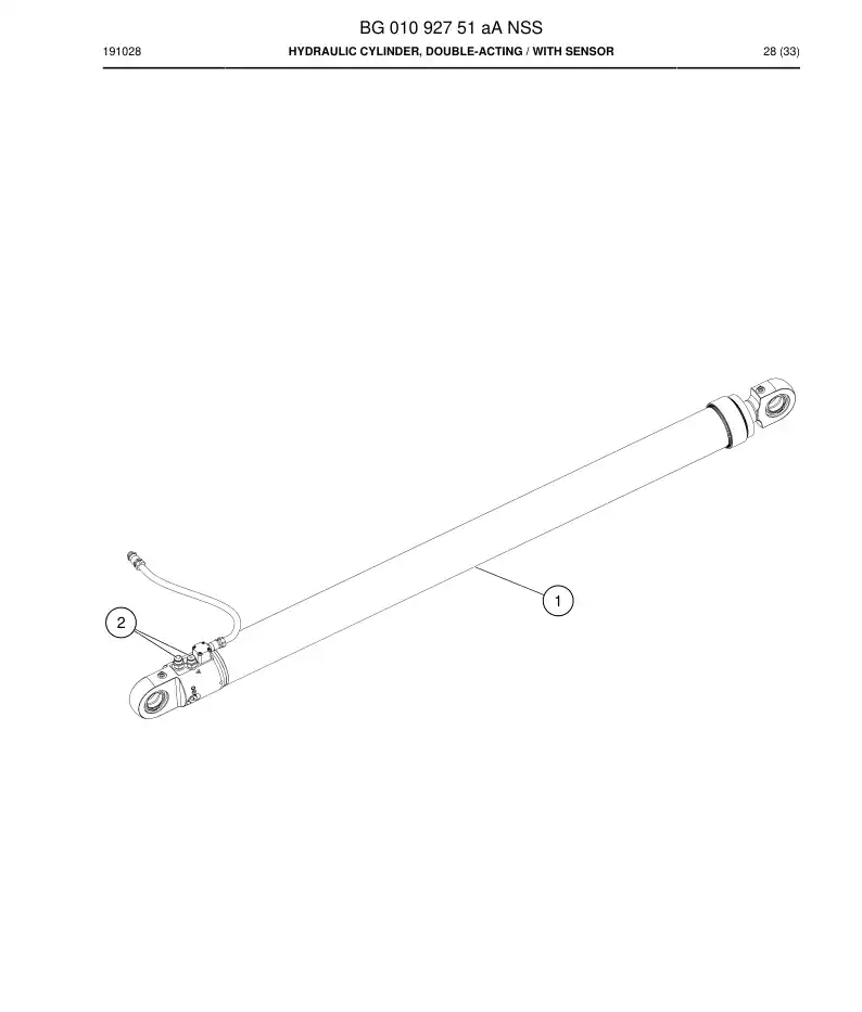 BG01092751a BG 010 927 51a Hydraulic Cylinder, Double-acting - Sandvik Technical Drawing