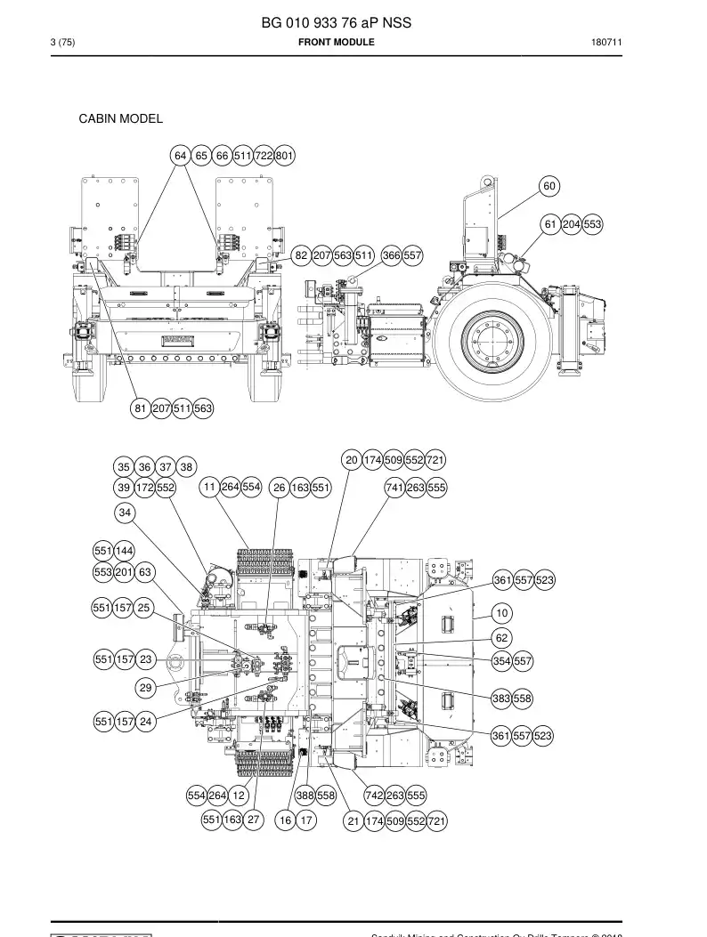 BG01093376a BG 010 933 76a Front module - Sandvik Technical Drawing