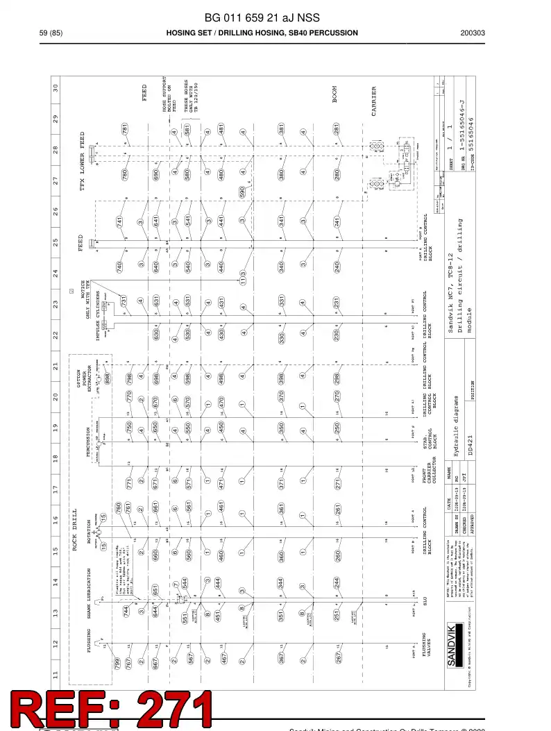 BG01093461a BG 010 934 61a Hose Assembly, Hydraulic - Sandvik Technical Drawing