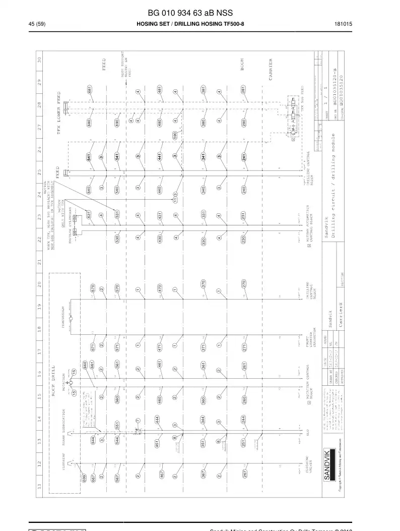 BG01093463a BG 010 934 63a Hosing Set - Sandvik Technical Drawing