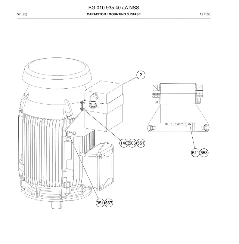 BG01093540a BG 010 935 40a CAPACITOR - Sandvik Technical Drawing
