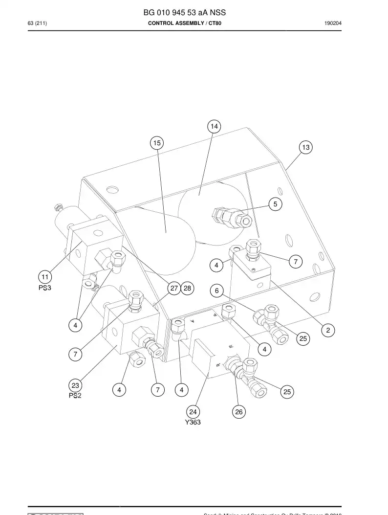 BG01094553a BG 010 945 53a ASSEMBLY DE CONTROL - Sandvik Technical Drawing