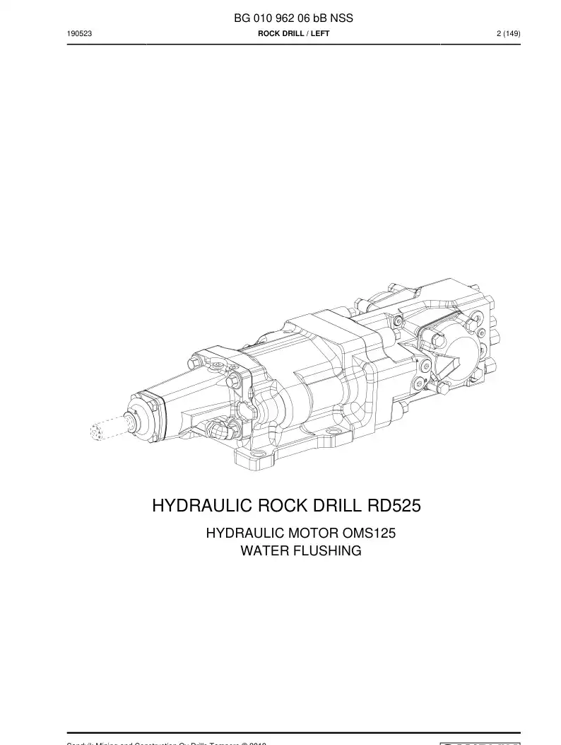 BG01096206b BG 010 962 06b Rock Drill - Sandvik Technical Drawing