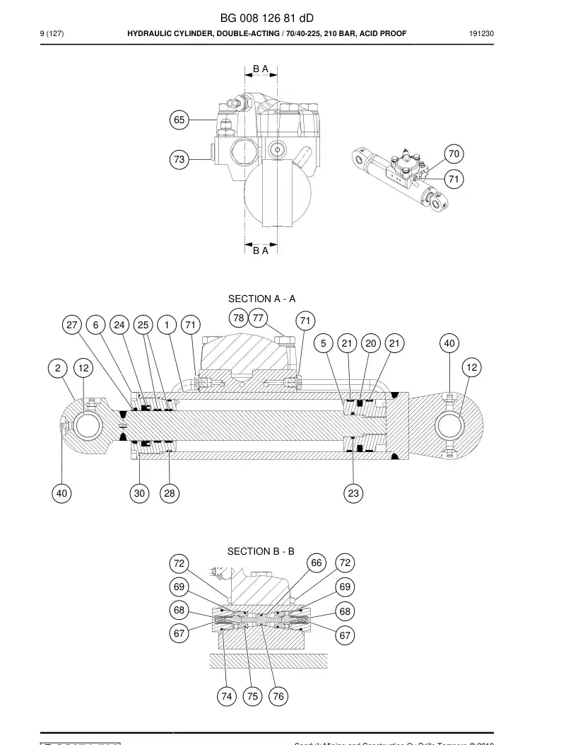 BG01097369a BG 010 973 69a Seal, Kit - Sandvik Technical Drawing