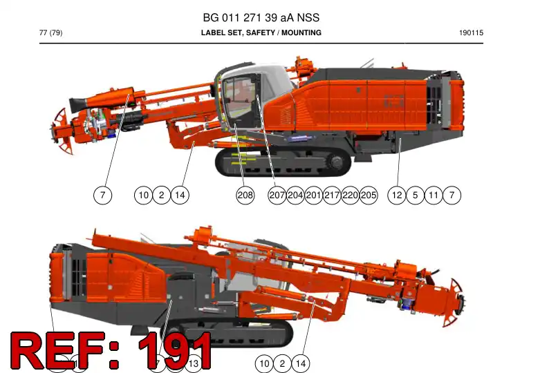 BG01097504a BG 010 975 04a Decal - Sandvik Technical Drawing