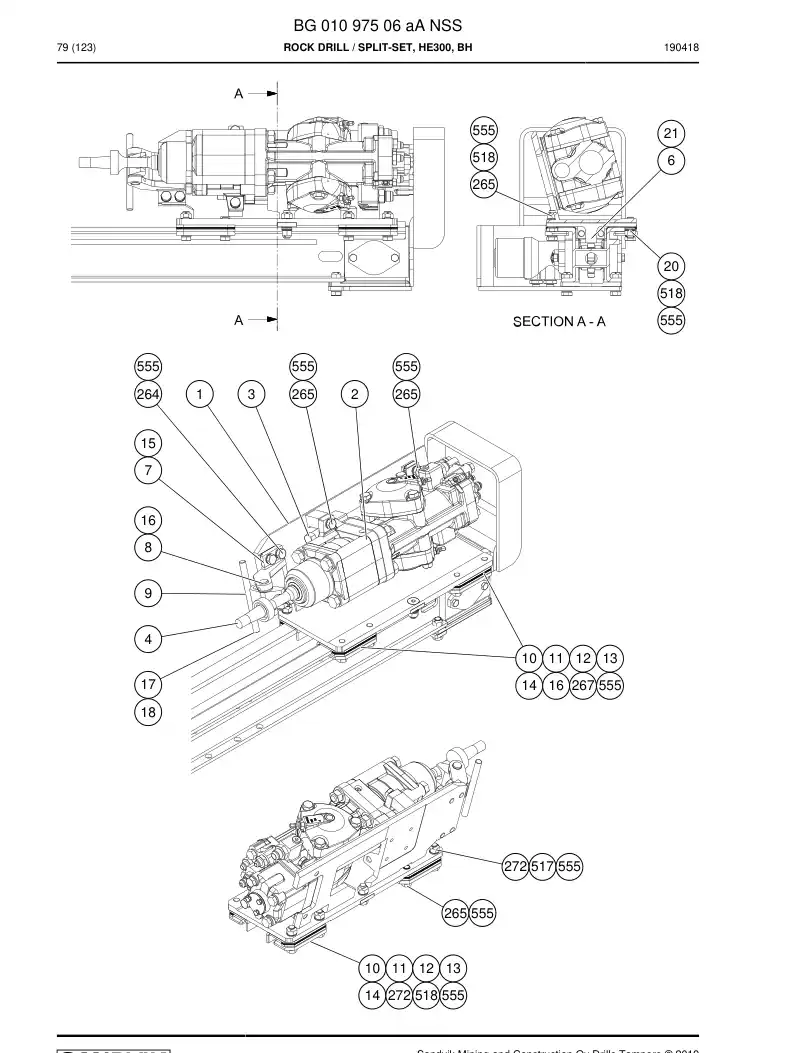 BG01097506a BG 010 975 06a Rock Drill - Sandvik Technical Drawing
